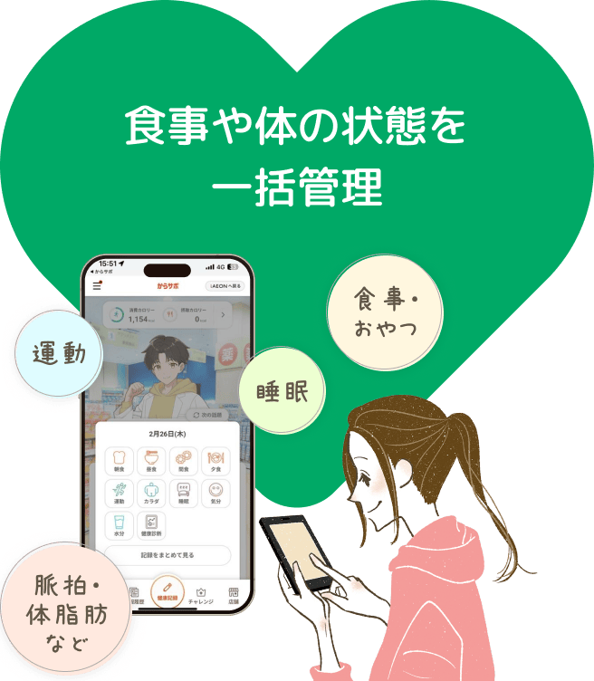 食事や体の状態を一括管理